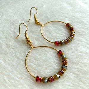 Gold beaded hoop earrings